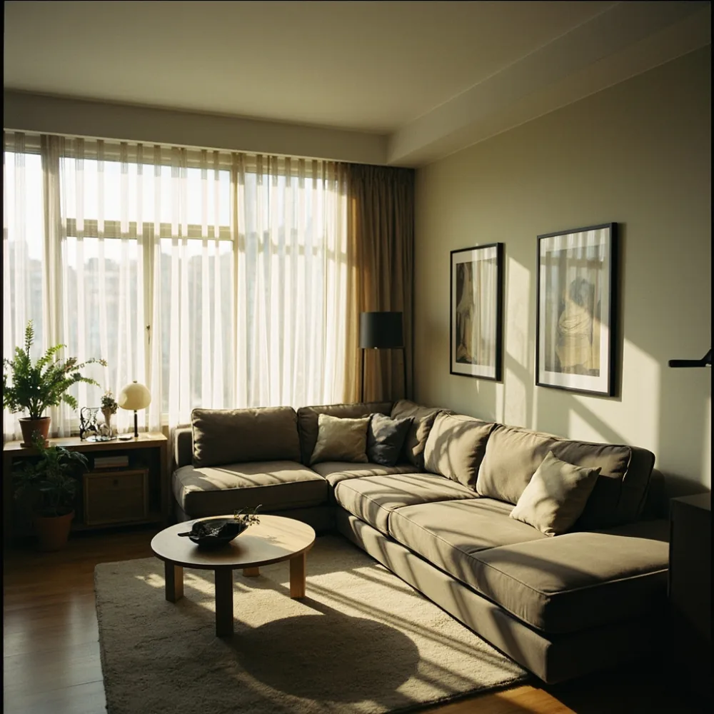 Sofa modular dalam apartmen yang padat