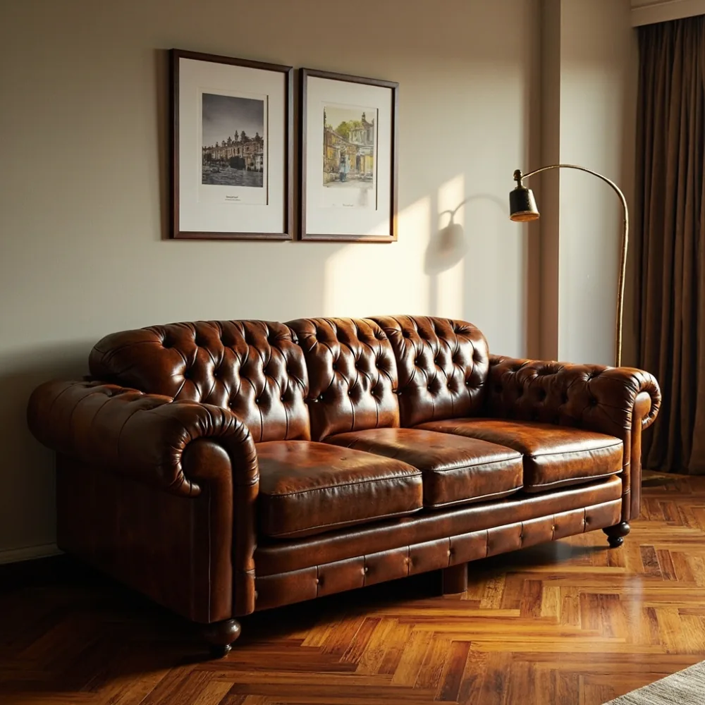 Sofa my gaya mewah Amerika kayu mahoni dalam teres besar Subang Jaya