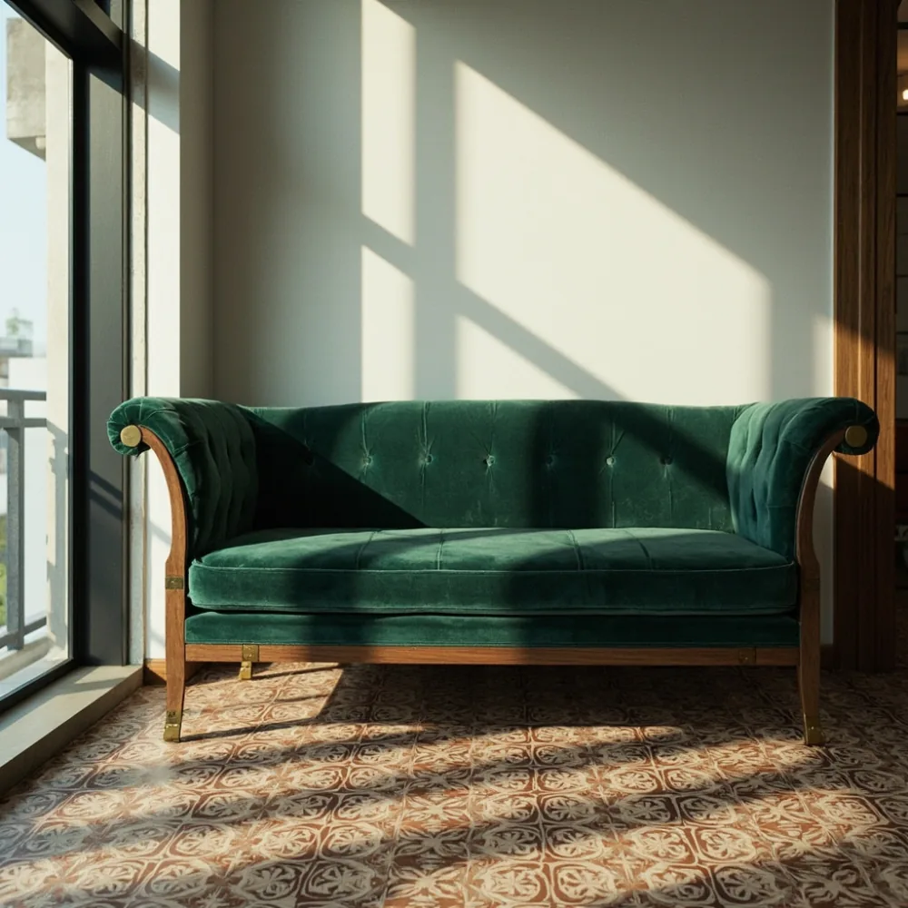 Sofa my postmoden kayu pepejal dalam kondominium Georgetown Pulau Pinang