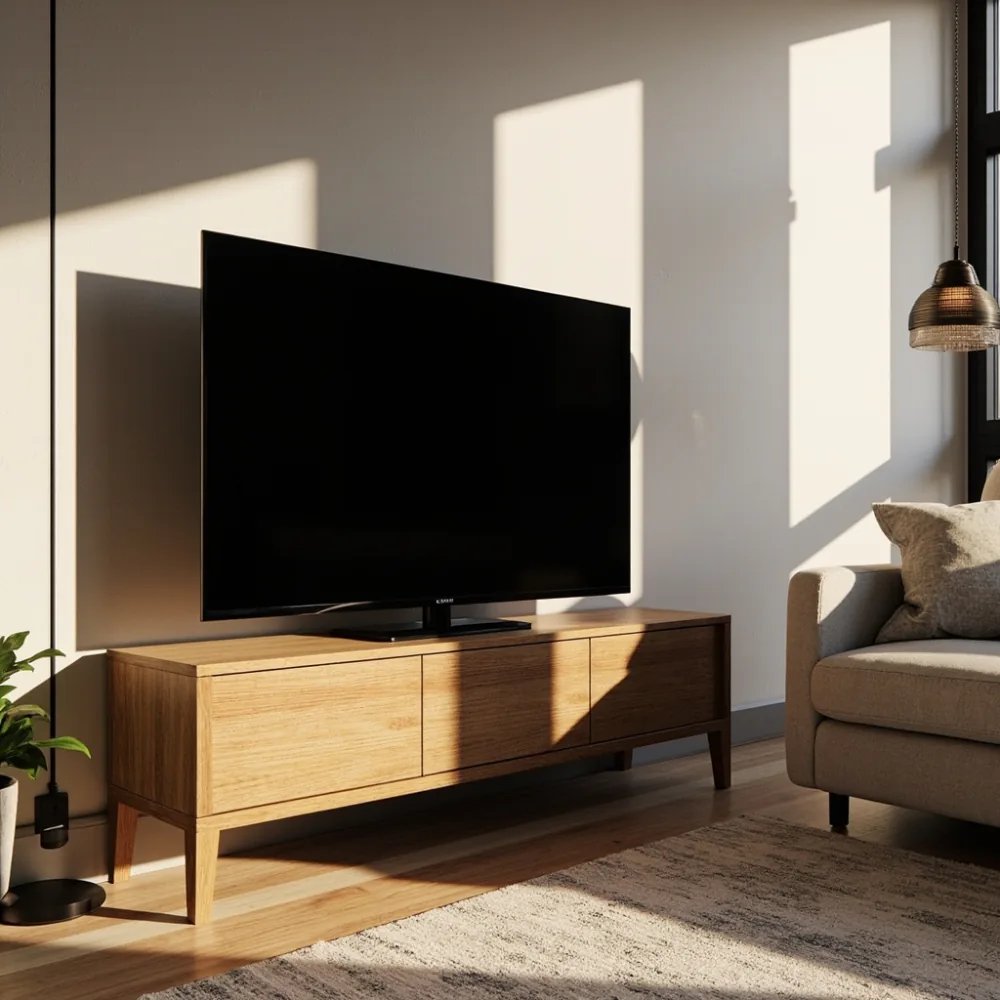 Meja TV dan meja sisi post-moden dengan sofa mewah