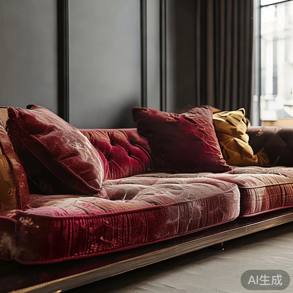 Gambar sofa mewah gaya Perancis di ruang tamu kondominium