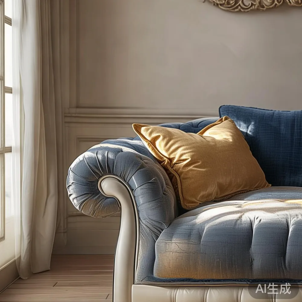 Gambar sofa mewah gaya Perancis di ruang tamu kondominium