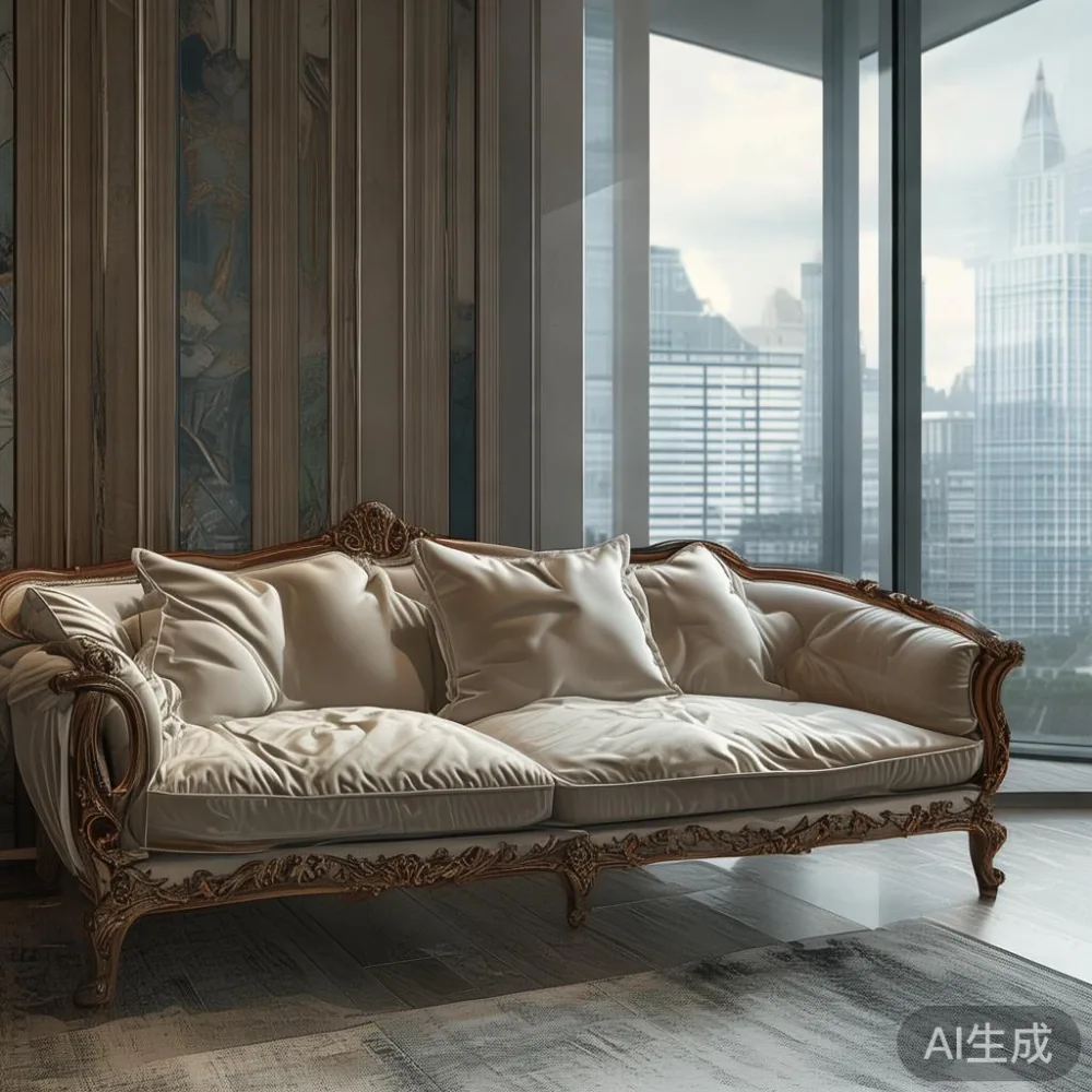 Gambar sofa mewah gaya Perancis di rumah mewah di KL