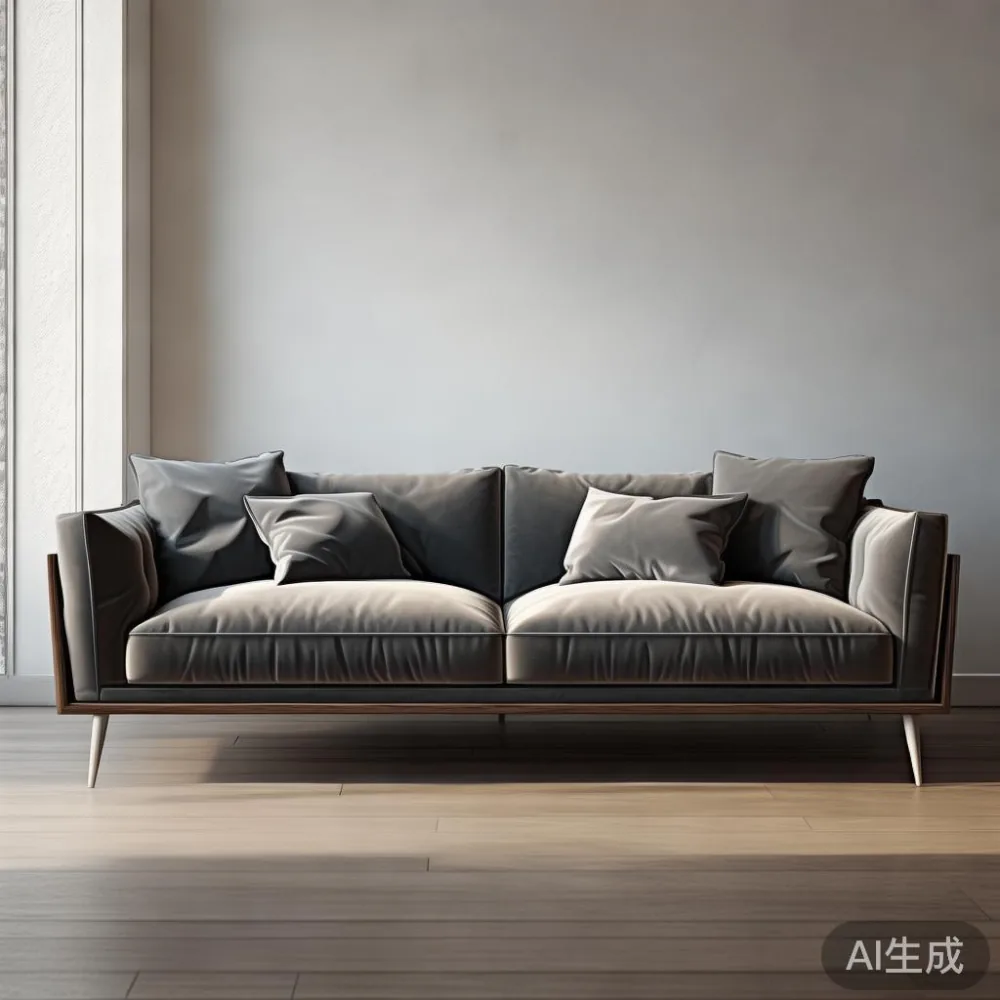Gambar sofa mewah gaya Amerika dengan desain modern di ruang tamu kontemporer