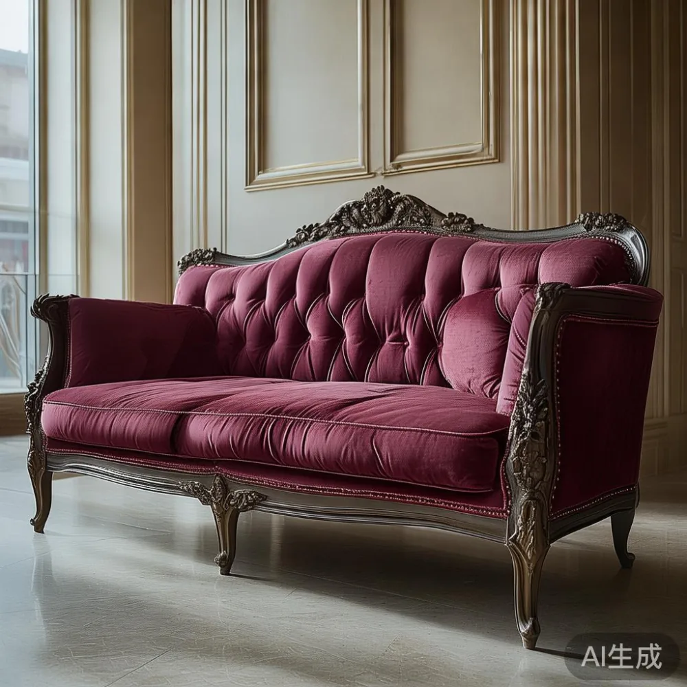 Sofa mewah gaya Perancis di ruang keluarga kondominium di KL