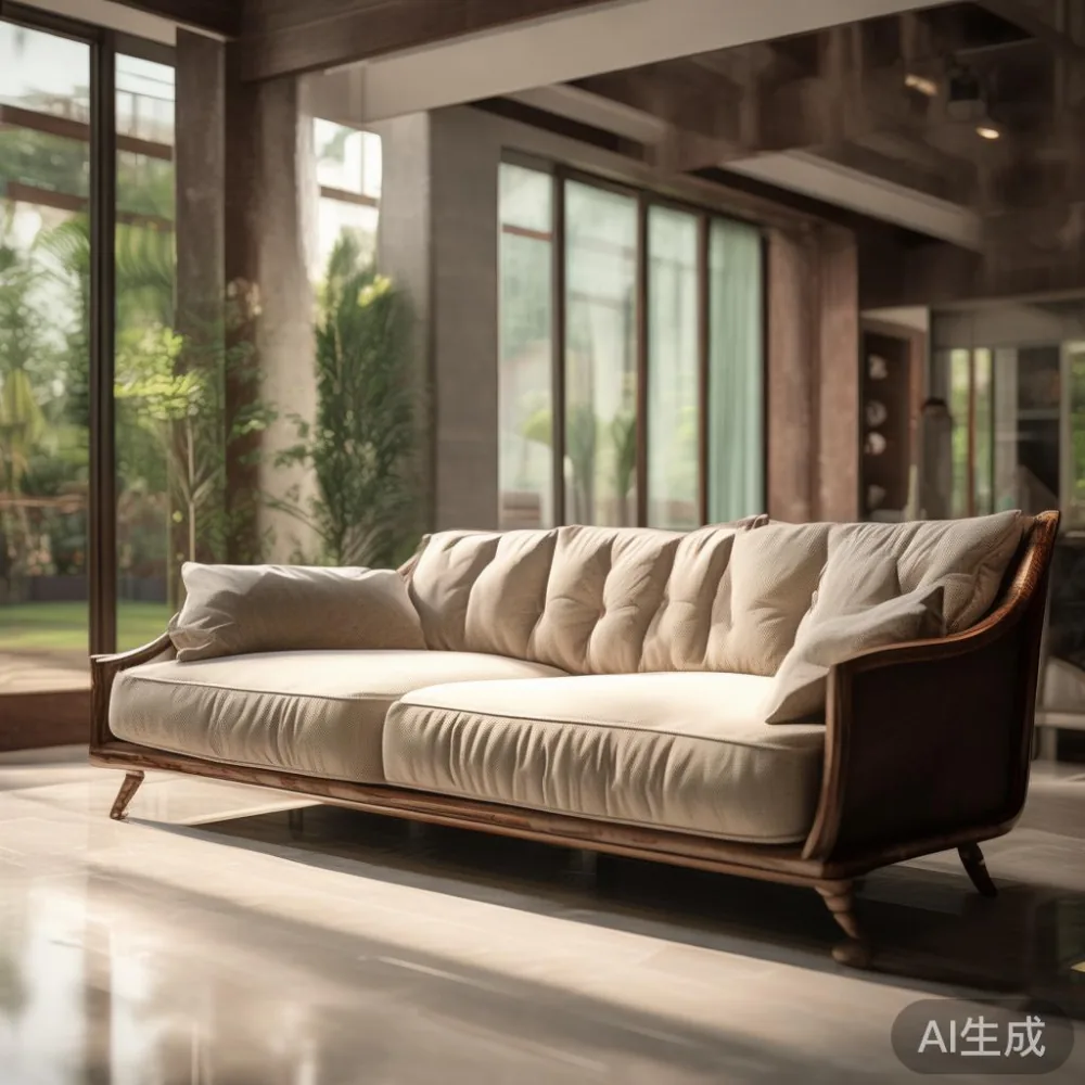 Gambar sofa mewah gaya Amerika di rumah teres di JB