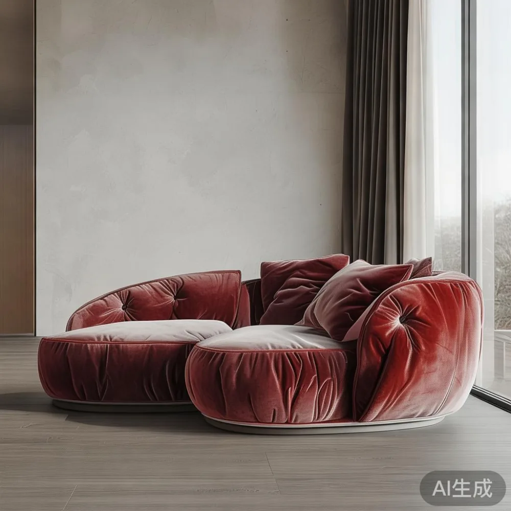 Gambar sofa mewah gaya postmoden di ruang tamu kondominium