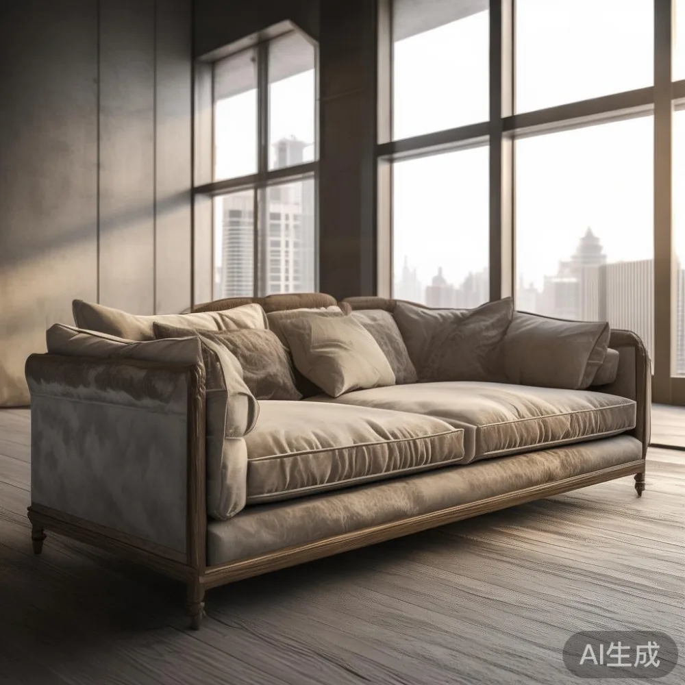 Gambar sofa mewah gaya Perancis di ruangan modern