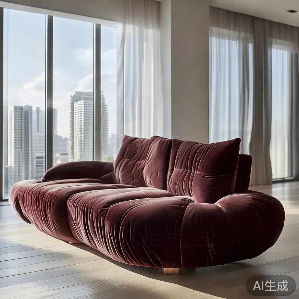 Gambar sofa mewah gaya postmoden di ruang dalam kondominium