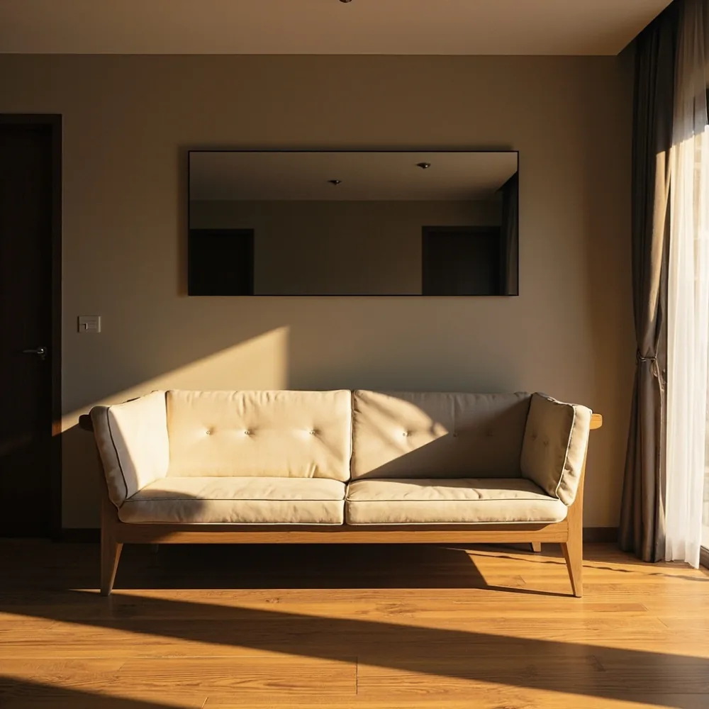 set sofa kayu pepejal gaya Amerika untuk ruang tamu teres Johor Bahru