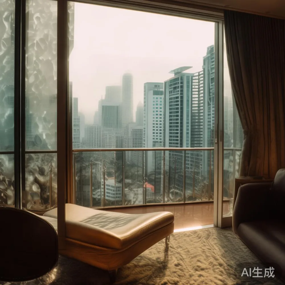 Sofa kayu pepejal gaya Perancis di ruang tamu kondominium Kuala Lumpur