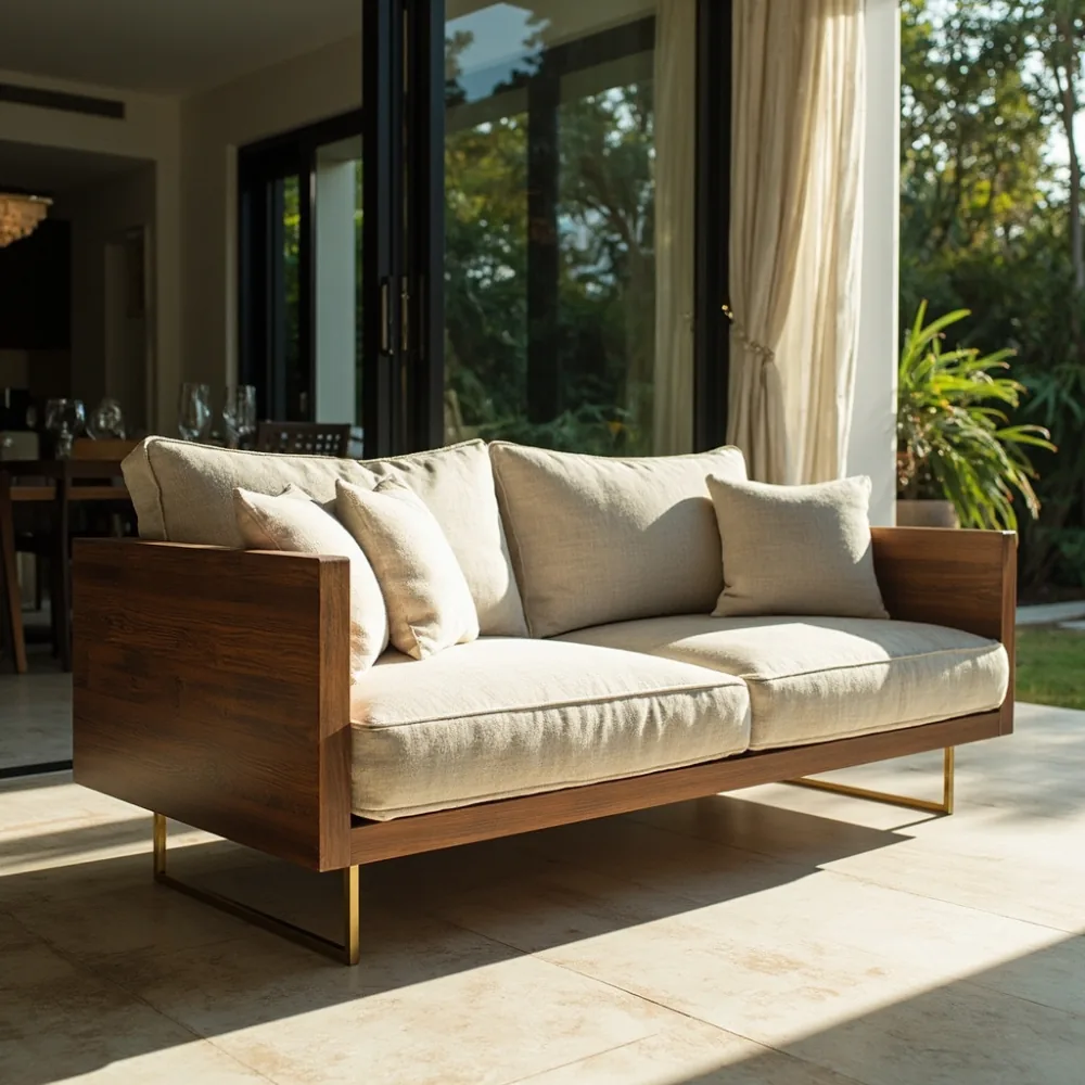 Sofa postmoden walnut di teres tropika Johor Bahru