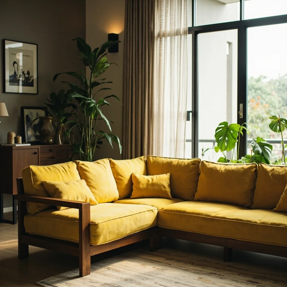 Sofa L-shape Amerika moden di teres Johor Bahru