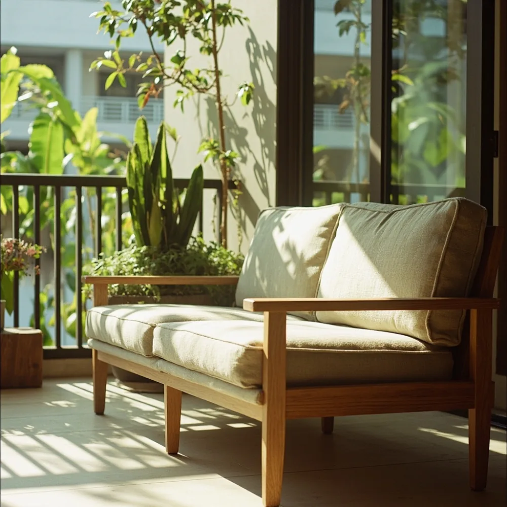 Sofa my gaya Amerika boucle linen di teres tropika Johor Bahru