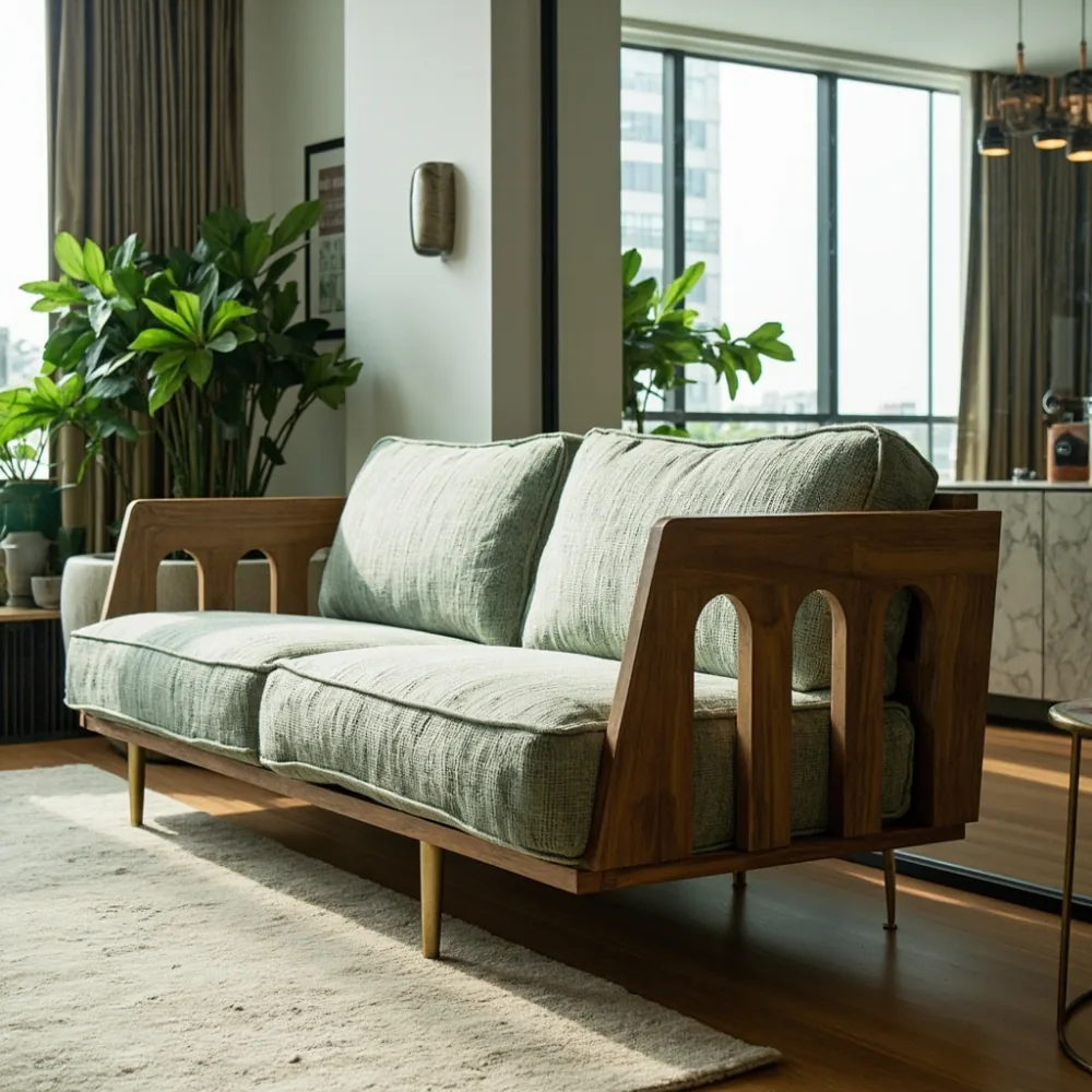 Sofa Postmoden boucle hijau di kondominium Pulau Pinang