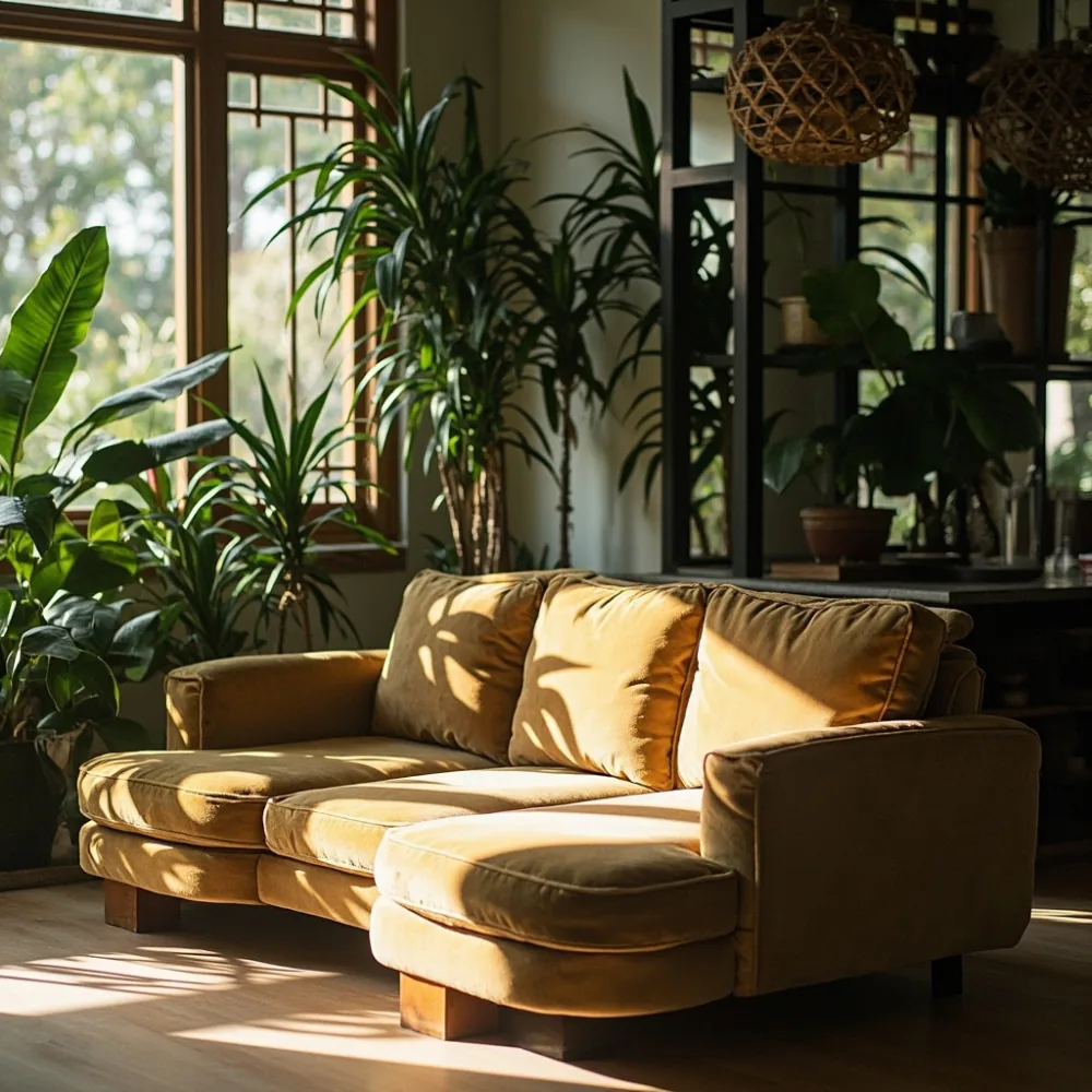Sofa my modular gaya mewah Amerika dalam rumah teres Pulau Pinang
