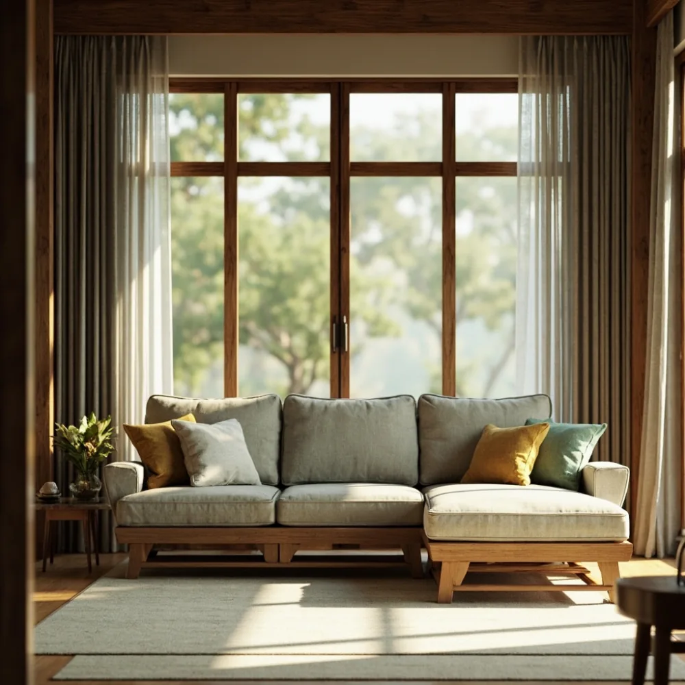 Sofa sectional gaya mewah Amerika untuk teres besar Malaysia