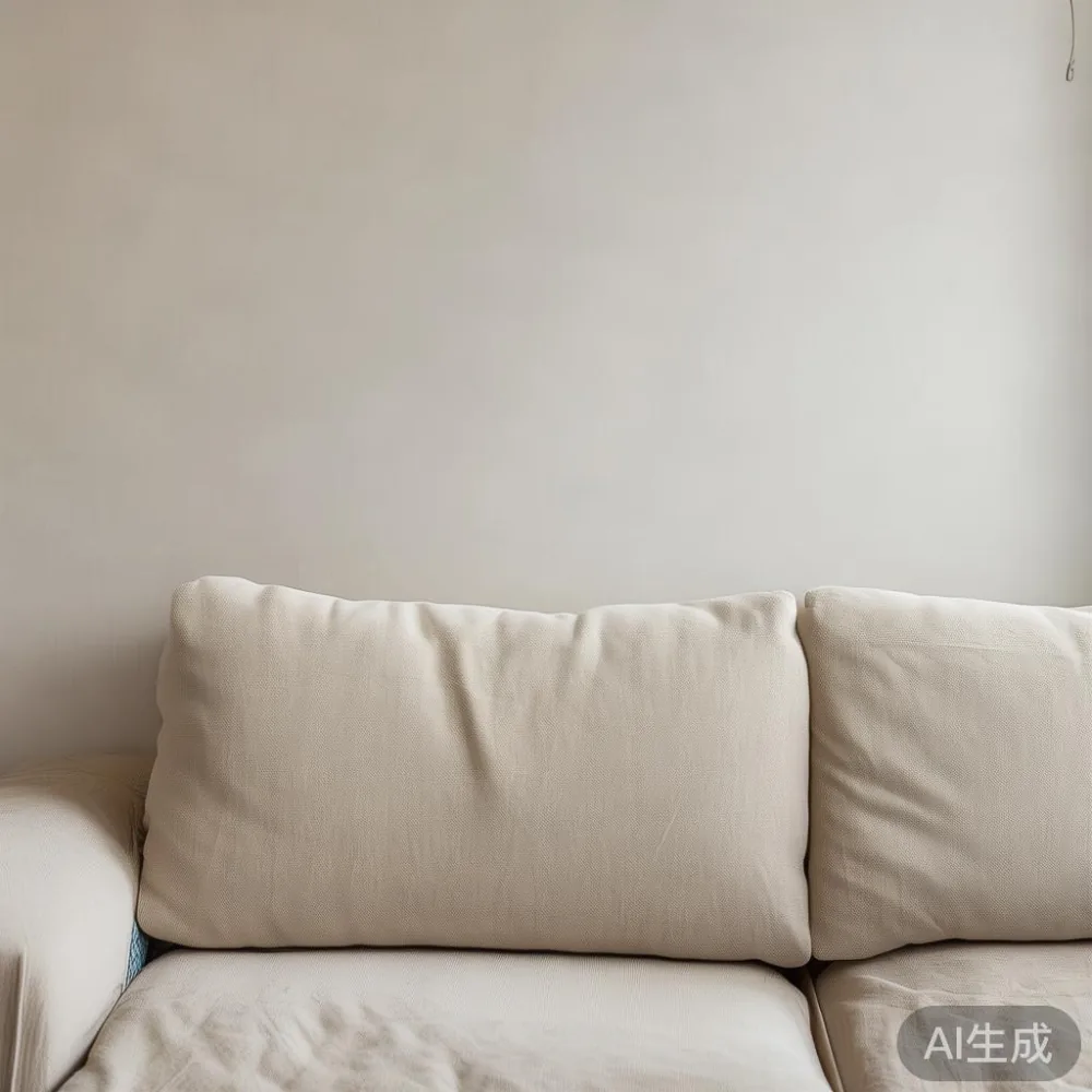 10 Cara Menghias Apartmen Kecil di Malaysia Supaya Tidak Sesak (Pandua — staged against a plain wall with a linen sofa ne