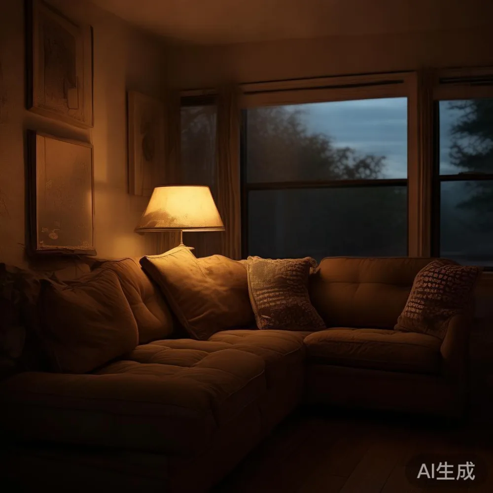 Apa Yang Sebenarnya Menentukan Harga Perabot Kayu Pepejal? — room setting at dusk with warm lamp light, film