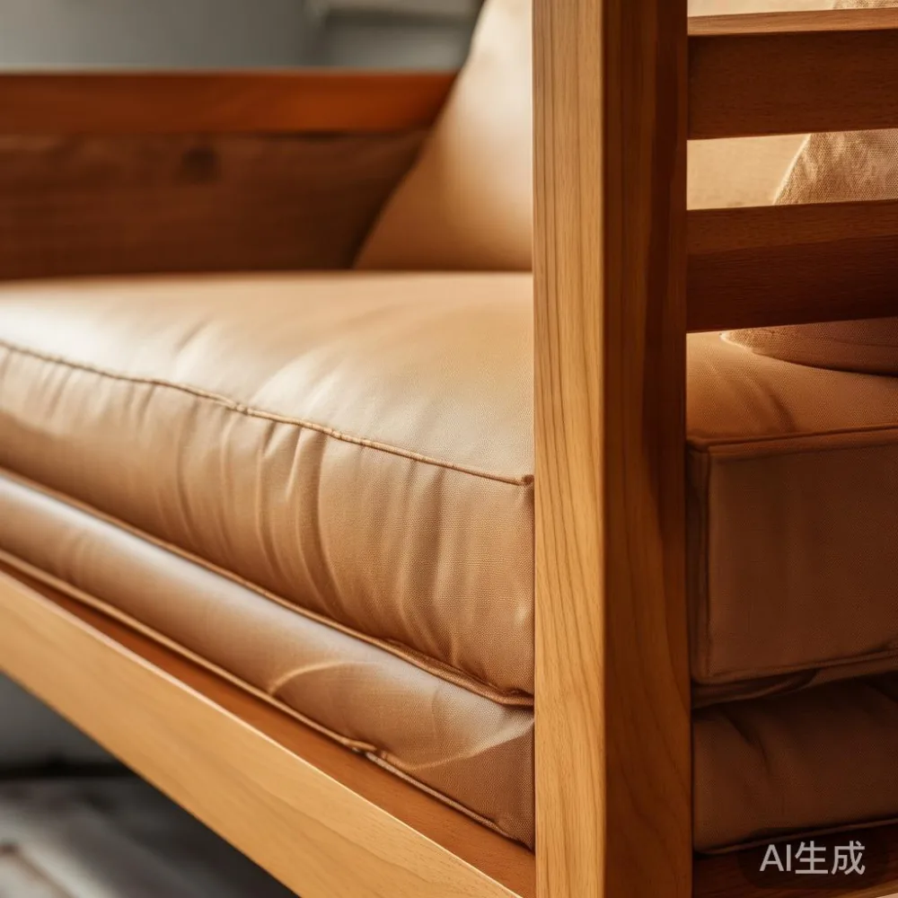Cara Membaca Waranti Perabot Tanpa Terperangkap: Panduan Sofa Kayu Pep — close-up of the grain and joinery detail, shallo
