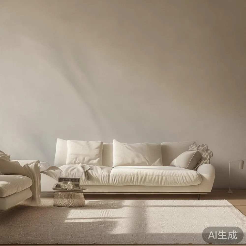 Gaya Sofa My: Cara Hias Pangsapuri Kecil Tanpa Rasa Sesak — staged against a plain wall with a linen sofa ne