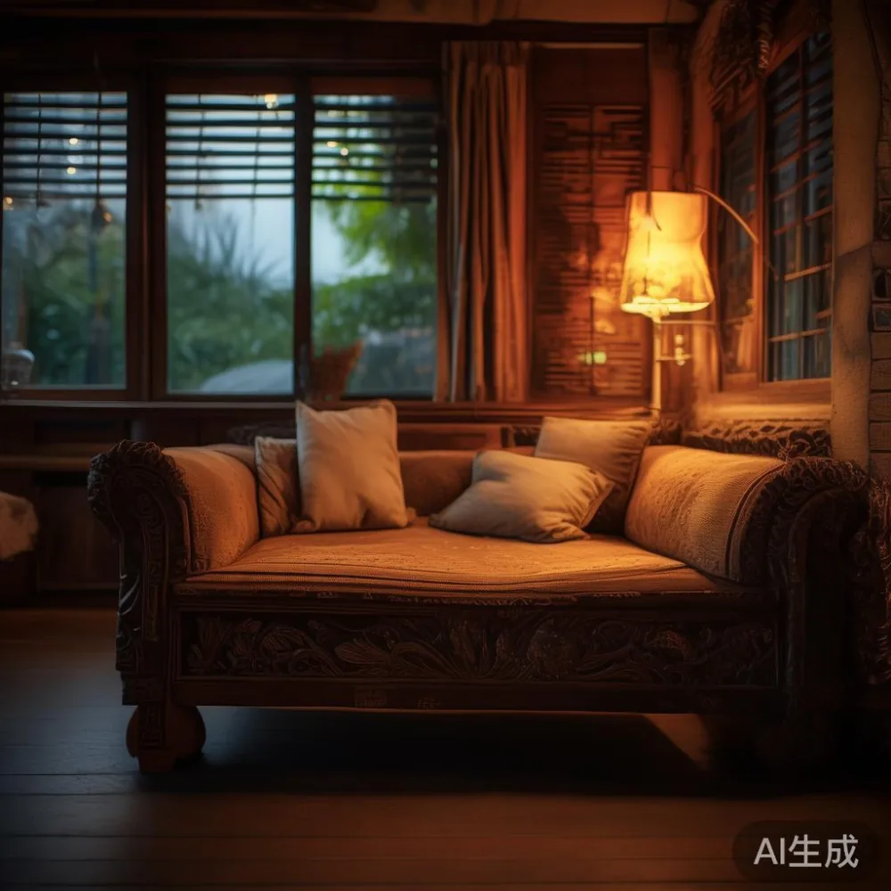 Kelembapan Asia Tenggara dan Perabot Kayu Pepejal: Apa Yang Perlu Anda — room setting at dusk with warm lamp light, film