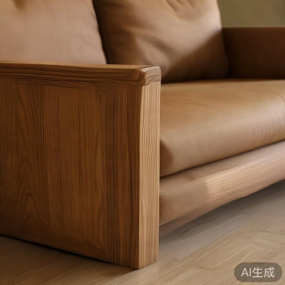 Cara Memadankan Perabot Kayu Pepejal Dengan Minimalis Hangat Di Kondom — close-up of the grain and joinery detail, shallo