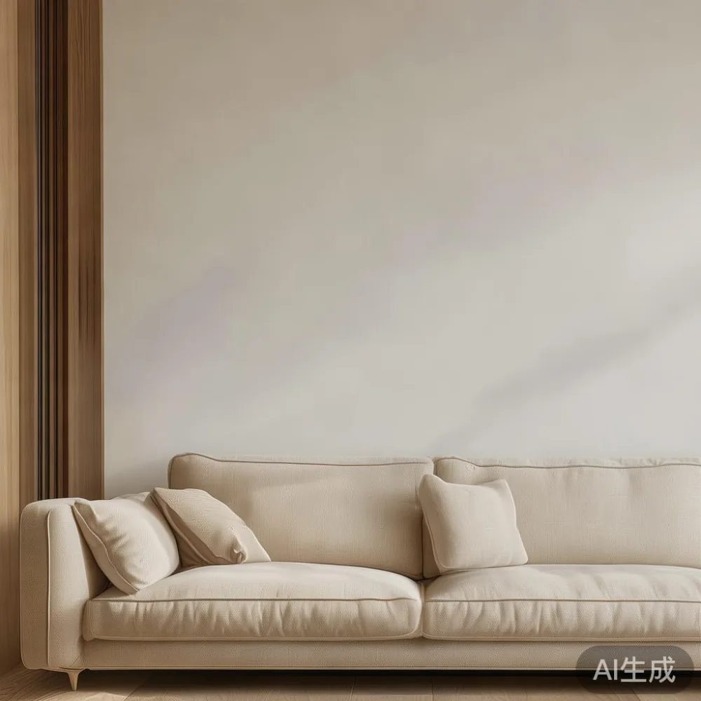 Cara Memadankan Perabot Kayu Pepejal dengan Gaya Hangat Minimalis di K — staged against a plain wall with a linen sofa ne