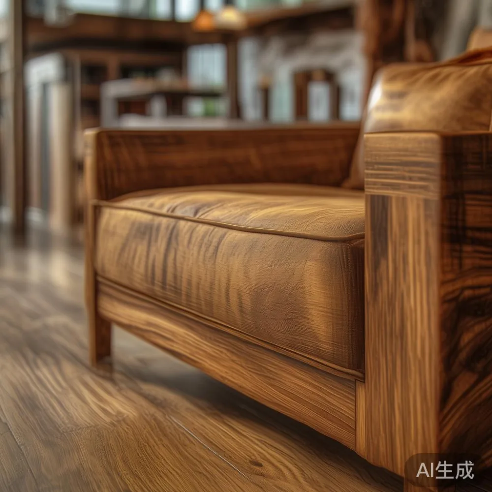 Panduan Memilih Saiz Sofa Kayu Pepejal untuk Ruang Tamu HDB di Singapu — close-up of the grain and joinery detail, shallo