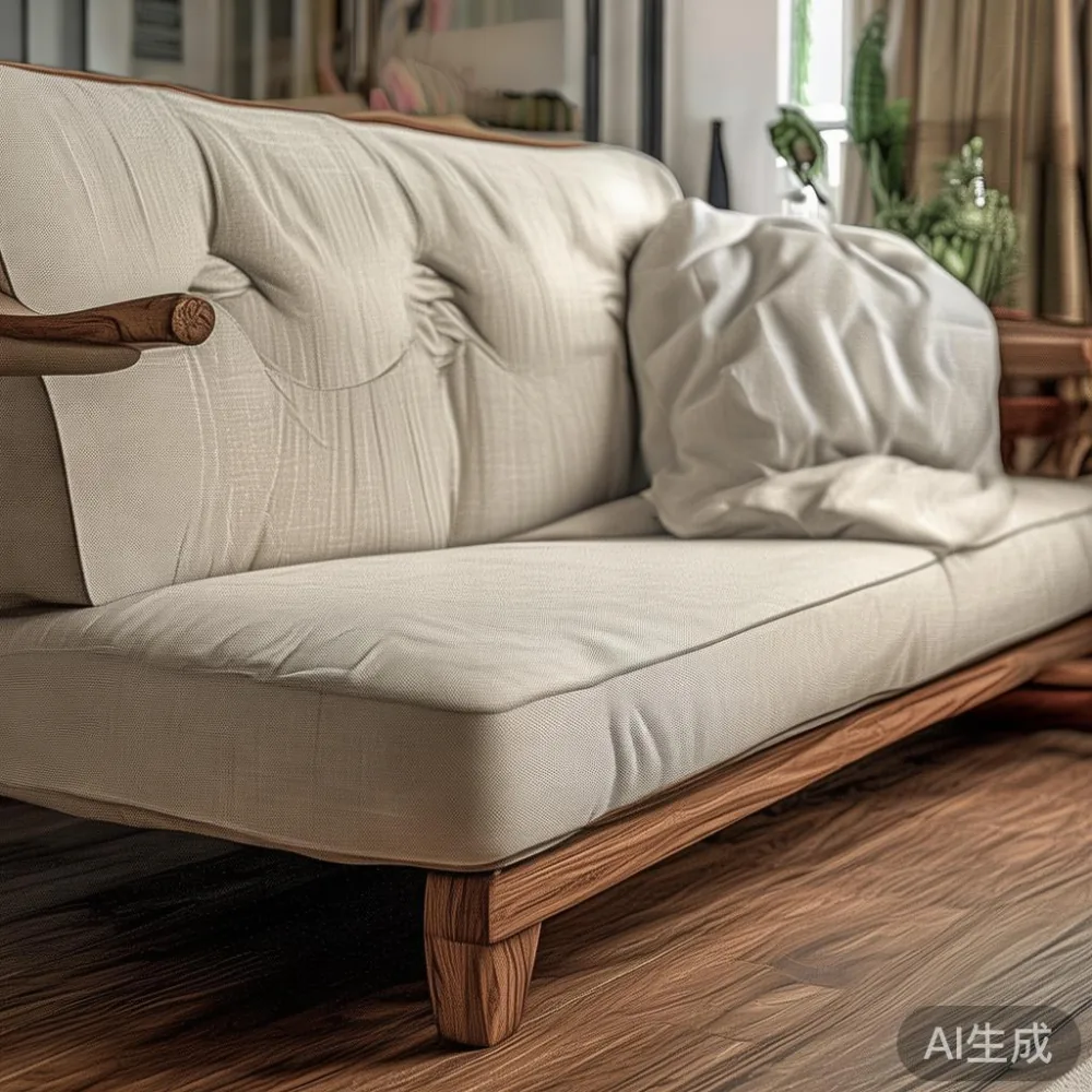 Cara Menjaga Kemasan Lak Sofa Kayu Pepejal di Iklim Lembap Malaysia — detail of the base and leg construction on a bed