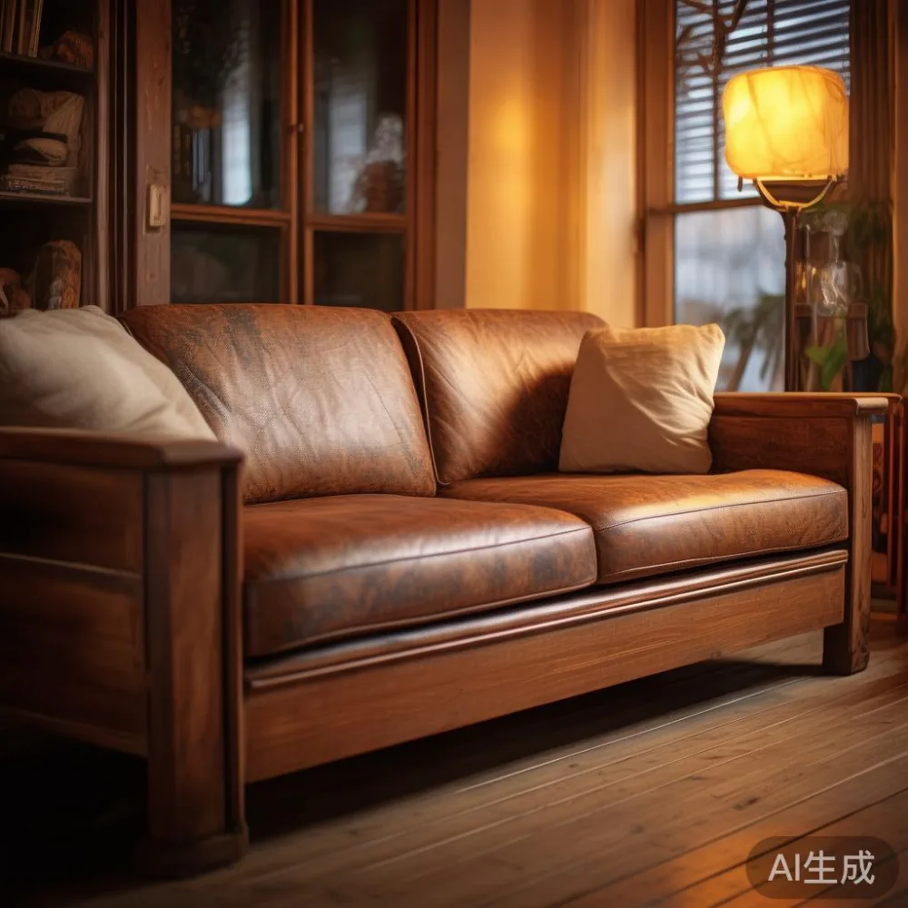 Cara Menjaga Kemasan Lak Sofa Kayu Pepejal di Iklim Lembap Malaysia — room setting at dusk with warm lamp light, film