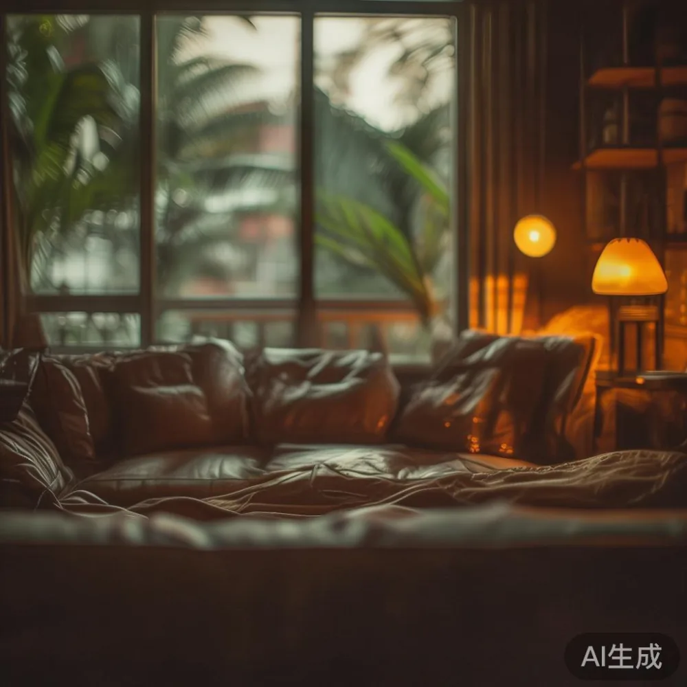 Penjagaan Permukaan Lakier untuk Sofa Kayu Pepejal di Iklim Tropika Ma — room setting at dusk with warm lamp light, film