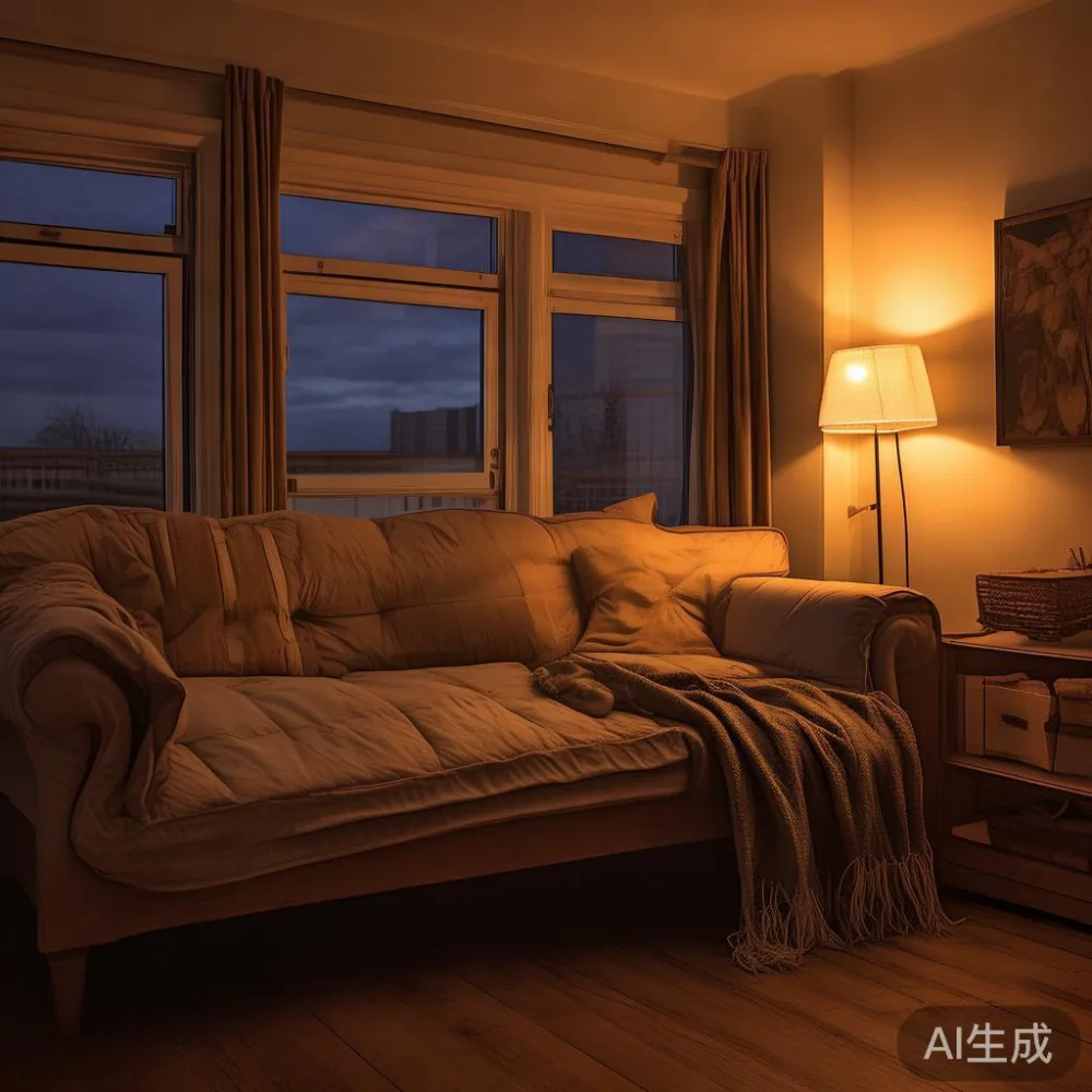 Strategi Menyelaraskan Perabot Kayu Asli untuk Ruang Nyaman Berbilik S — room setting at dusk with warm lamp light, film 