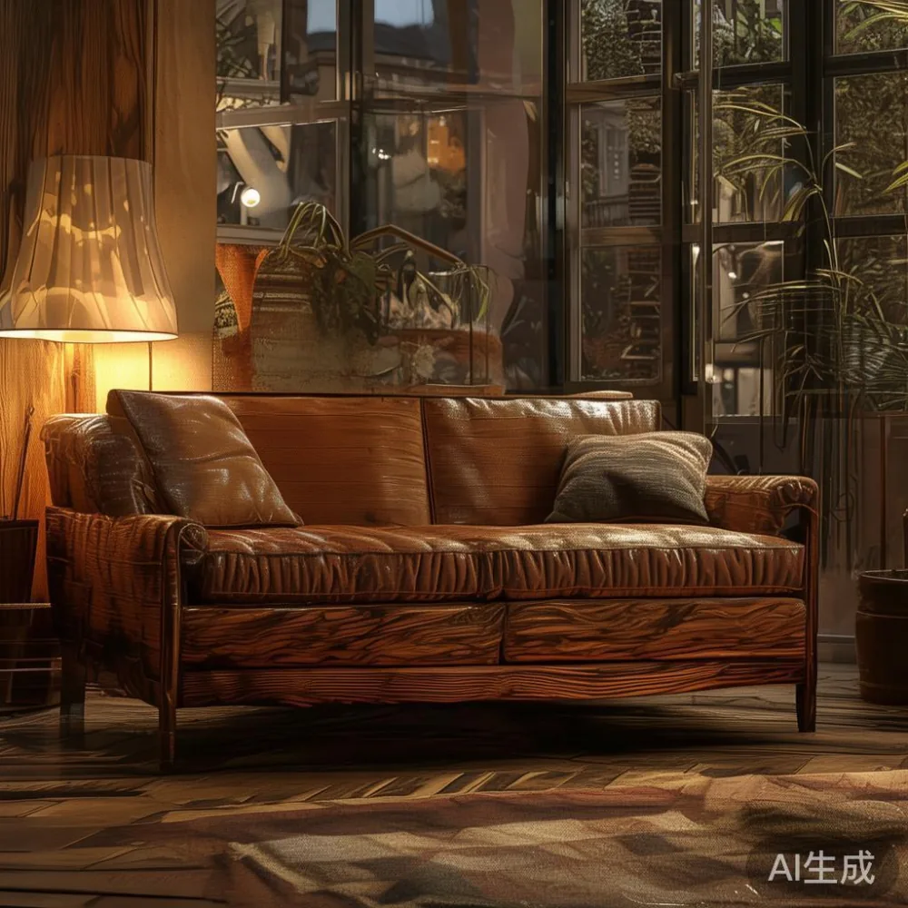 Rahsia Penjagaan Sofa Kayu Pepejal Berpermukaan Lak di Iklim Lembap Ma — room setting at dusk with warm lamp light, film