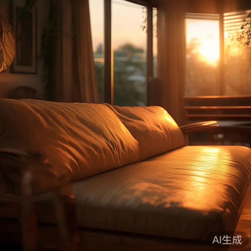 Penjagaan Permukaan Lak Sofa Kayu Pepejal Anda di Iklim Tropika Malays — room setting at dusk with warm lamp light, film